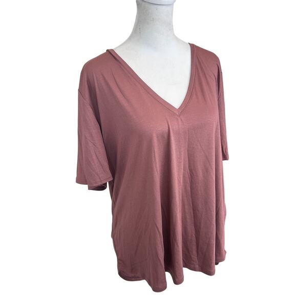 Anthropologie Chocolate Brown V-Neck Tunic Tee Shirt Top Womens Size Large - Picture 4 of 8
